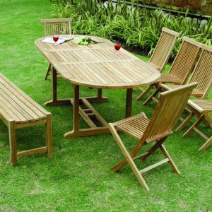 CLS 07-Classic side oval table with backless bench set