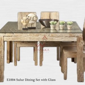 Sulur Wooden Dining Set with Glass