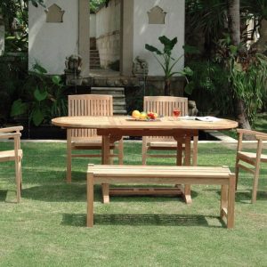 NJS 07-New Java oval ext table with backless bench (4ft) set