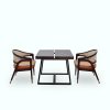 Ganis Dining Set Material Teak Wood Rattan Brass Leather Cushion Rustic Color